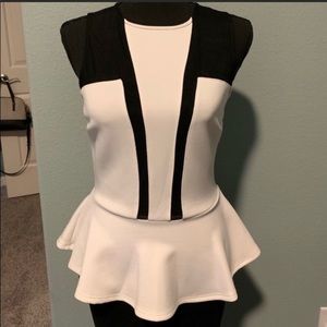 Guess Black & White Peplum Dress